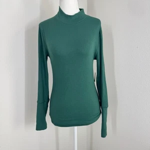 Free People Intimately Mock Neck Long Sleeve Shirt Evergreen Size M - Picture 1 of 12
