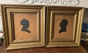 Antike frühe amerikanische gerahmte Silhouetten aus dem 19. Jahrhundert IDENTIFIZIERT Ehepaar - Bild 1 von 14