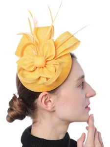 Fascinators Hat for Women Girls Sinamay Flower Feathers Tea Party Cocktail He... - Picture 1 of 7