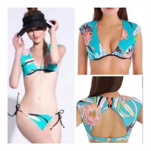 NWT  $168 Trina Turk SHANGRI LA Cap Sz 6 Sleeve Top & Sz 4 Side-Tie Bottom - Picture 1 of 12