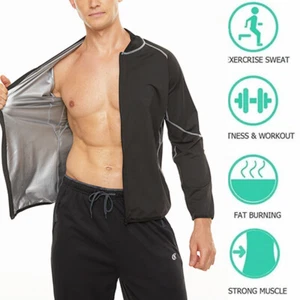 Men Body Shaper Shapewear Long Sleeve Shirt Jacket Sweat Sauna Suit Fitness Tops - Picture 1 of 12