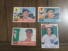 Lot Of Four Different 1960 Topps Baseball Cards Lower Grade