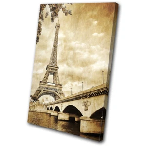 Eiffel Tower Grunge Paris  Architecture SINGLE CANVAS WALL ART Picture Print - Picture 1 of 1