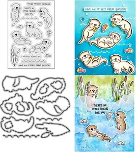 Otter Stamps and Dies Set for Card MakingClear Stamps and Metal Cutting Dies ... - Picture 1 of 2