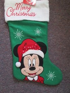 Calza natalizia Disney Minnie Mouse "Buon Natale" nuova con etichetta - Foto 1 di 1