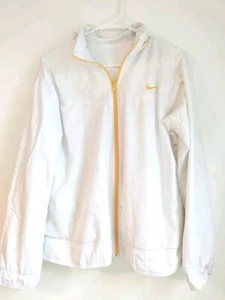 NIKE LIVE STRONG REVERSIBLE WINDBREAKER JACKET Women's SIZE L WHITE & YELLOW - Picture 1 of 12