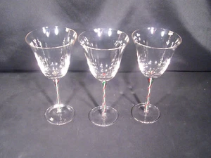 Pier 1 Candy Ribbon Water Goblets/ Wine Glasses Set of 3 - Picture 1 of 15