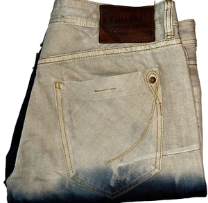 Akoo Brand Herren Denim Jeans Shorts blau weiß Acid Wash 38" Taille distressed - Bild 1 von 6