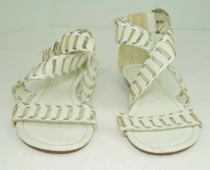 Unbranded Women's White Strappy Sandals Twisted Criss Cross Ankle Strap Buckle - Picture 1 of 6