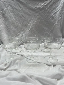 Lot of 6 Clear Glass Etched Dessert Pedestal Dish - Picture 1 of 9