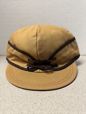 Brown Canvas Railroad Tie Hat Cap --Size 7 7/8-- USA Made Langenberg-Style