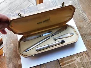 Sterling Silver French Fountain Pen Set-Beautiful Condition/Flex Nib - Picture 1 of 13