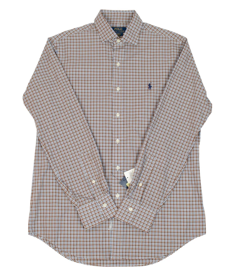 Polo Ralph Lauren Hombres Calce Clásico Elastizado Púrpura Marrón Camisas a Cuadros AS Foto 1 de 1