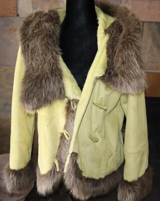 Abrigo Terry Lewis Clásico Lujos Mujer Imitación Gamuza Imitación Piel Forrado Verde Talla S Foto 1 de 4