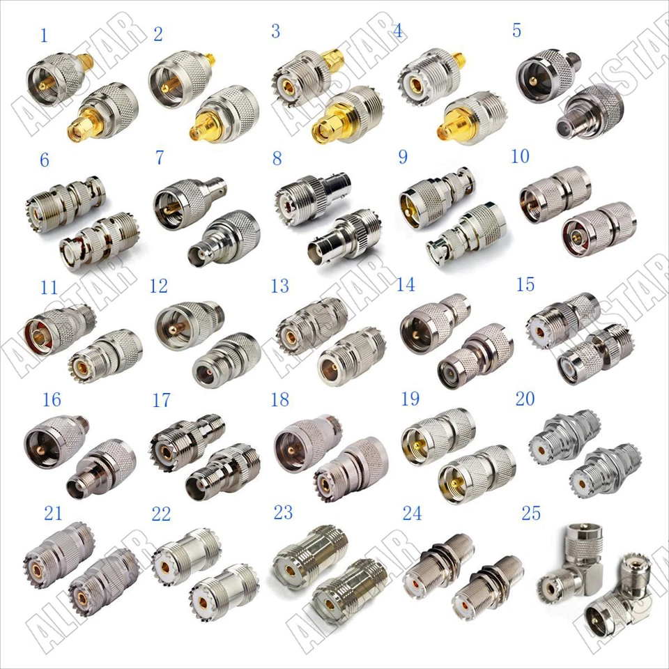 1x UHF PL-259 SO-239 Male Female to SMA BNC N TNC UHF F Male Female RF Adapter - Image 1 of 1