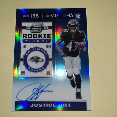 2019 Panini Contenders Optic - Rookie Ticket Red #125 Justice Hill /149 Auto - Image 1 of 4