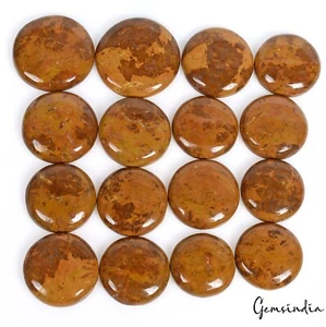 650Ct/16 Pcs Natural Untreated Yellow Brown Agate Round Cab Loose Wholesale Gems - Picture 1 of 4