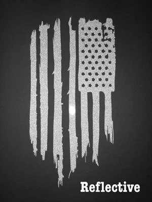 Calcomanía reflectante vertical andrajosa de 2,5" x 5" usada en batalla bandera americana Foto 1 de 2