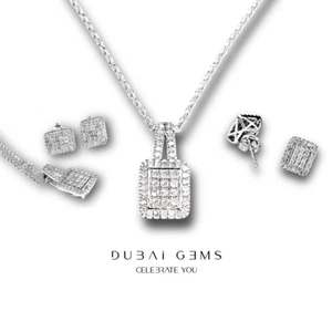 Set Collana e Orecchini Ciondolo Totale Diamante Naturale Platino Su Argento 1,14 carati - Foto 1 di 9