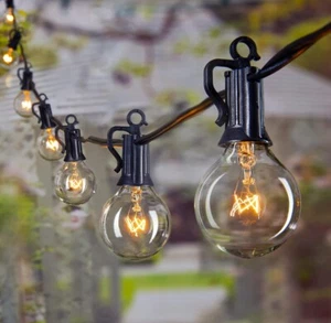 Outdoor String Lights Vintage 25ft G40 Globe Patio Lights- 25 Edison Glass Bulbs - Picture 1 of 16