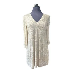 NWT Alice + Olivia Shary Beaded Shift Dress Beige Size XS - Picture 1 of 12