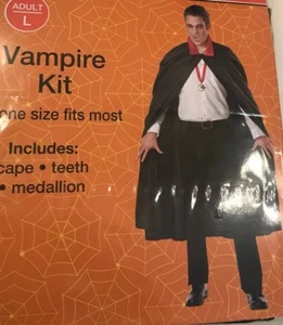 Spooky Village Adult Vampire Kit - One Size Fits Most - Cape Teeth Medallion - Picture 1 of 2