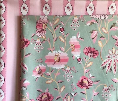 2 * 50cm Square Bundle Cath Kidston Friendship Gardens & Bud Stripe Fabric New - Image 1 of 4