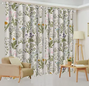 Cortina de apagón 3D hoja verde rosa flor silvestre 2 paneles cortinas cortinas para ventana - Imagen 1 de 11