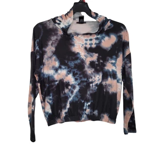 Aqua 16256 Women's Tie Dyed Top Exclusive In Black White SWEATSHIRT Size Small - Picture 1 of 6