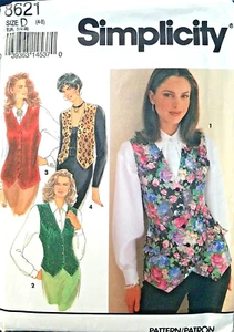 Simplicity 8621 gefütterte WESTEN Gr. 4-8 29,5-31,5b Stoff Schnittmuster ungeschnitten FF 1993 - Bild 1 von 9