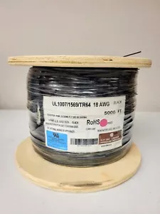 Brand New SEALED 5,000 FT 18 AWG Copper Stranded Wire Spool (Black) 105C 300V - Picture 1 of 1