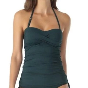 Anne Cole Twist-Front Ruched Tankini Top Eucalyptus Green S M Small Medium NWT - Picture 1 of 4