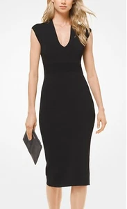 Nuevo con etiquetas Precio de venta sugerido por el fabricante $175 - Vestido medio elástico viscosa acanalado, negro, grande (L) - Imagen 1 de 2
