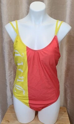Juicy Couture Bloque de Color Amarillo Naranja Traje de Baño de Una Pieza Almohadillas Extraíbles, Grande Foto 1 de 4