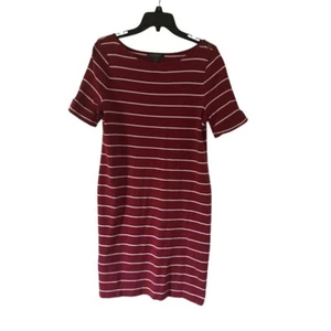 Lauren Ralph Lauren Striped TShirt Dress Petite Large L Red & White - Picture 1 of 4