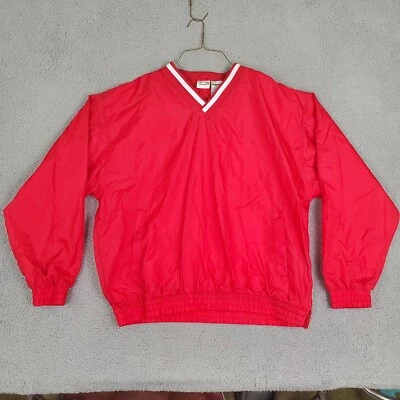 Vintage Top Ten Authentics Windbreaker Mens XL Red Pullover Lined V-Neck - Image 1 of 4