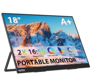 Portable Monitor, 18'' 2K QHD 100% DCI-P3 Large Portable Monitor for Laptop 2... - Picture 1 of 6