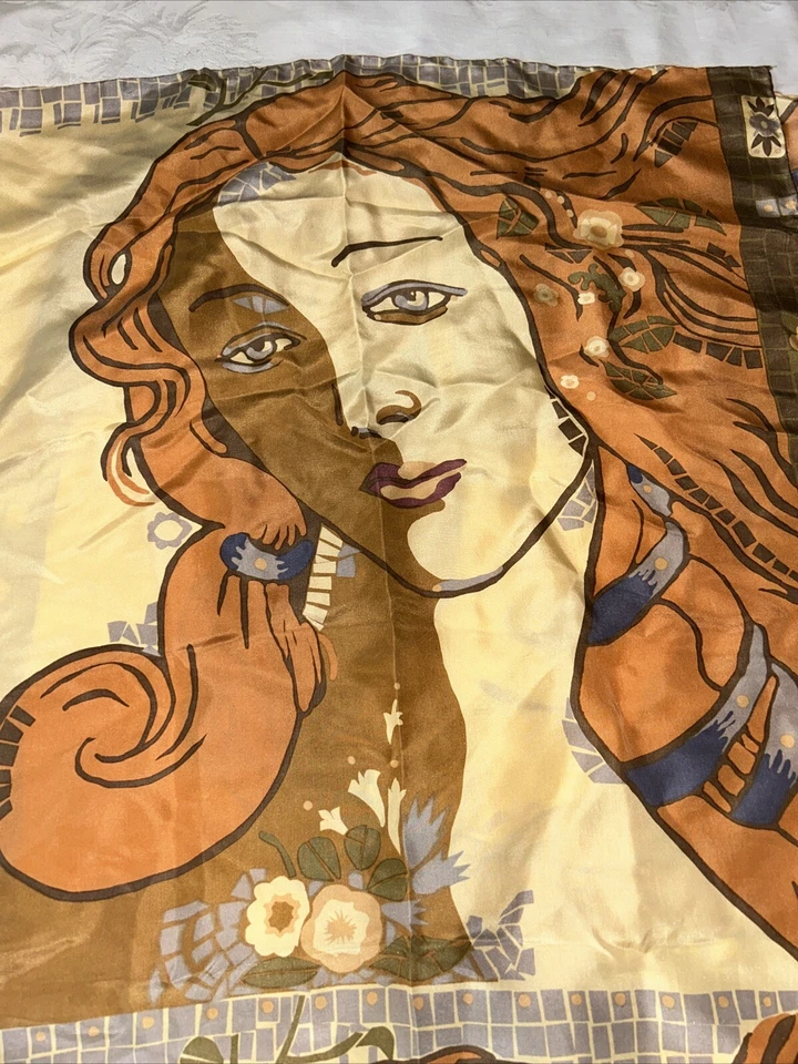 Bufanda Zazou Luxe de colección 100 % seda 61" X 21" arte para usar envoltura para la cabeza enrollada a mano Foto 1 de 4