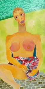 Zeitgenössisches Kubistisches Ölgemälde Portrait Akt - Bild 1 von 12