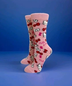 Hello Kitty Pink Mid Calf Cotton Blend Crew Socks One Size Fits All New - Picture 1 of 2