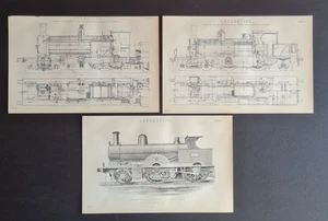 Set of antique (c. 1890) prints - Locomotives - Victorian Steam Engines - Picture 1 of 4