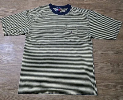 Camiseta de Colección Años 90 Tommy Hilfiger Cresta Logo Rayas Bolsillo Talla XL Foto 1 de 4