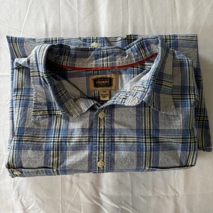 Camicia uomo Foundry 2XL manica corta con bottoni a quadri blu a quadri maniche con polsini - Foto 1 di 14