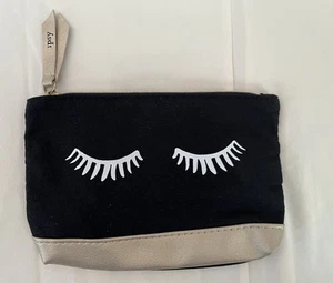 Ipsy Sept 2018 Black Gold Trim & White Lashes Cosmetic Makeup Bag NWOT *BAG ONLY - Picture 1 of 3