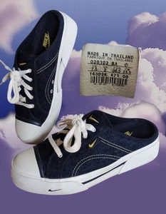 VTG Nike Womens Hermosa Size 7.5 Slip On Blue Denim Mule Tennis Shoes 143028-471 - Picture 1 of 12