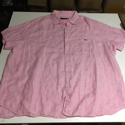 Camisa con botones de manga corta Vineyard Vines para hombre talla 3XB lino rosa Foto 1 de 4