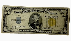 1934A $5 Crisp North Africa WWII EMERGENCY ISSUE Silver Certificate - Picture 1 of 4