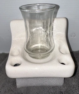 Vintage Tile CERAMIC white speckle wall Mount TOOTHBRUSH CUP HOLDER L22 L21 - Picture 1 of 13