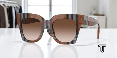 BURBERRY BE4364 396713 Kitty Brown Check Brown Gradient 49 mm Women's Sunglasses - Image 1 of 4