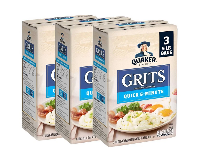 Quaker Quick 5 Minute 5 LB Bags Grits 3 Ct Caddy
